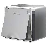 Werkel Розетка влагозащ. с зазем. с защит. крышкой и шторками Gallant (серебряный) / W5071206