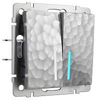 Werkel Выключатель двухклавишный проходной с подсветкой (серебряный, Hammer) / W1222106