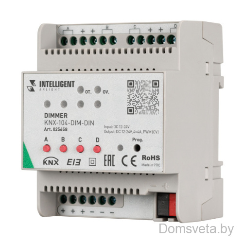 INTELLIGENT ARLIGHT Диммер KNX-104-DIM-DIN (12-24V, 4x4A) Arlight 025658 - цена и фото