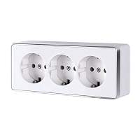 Werkel Розетка тройная с заземлением и шторками Gallant (белая) / W5073101