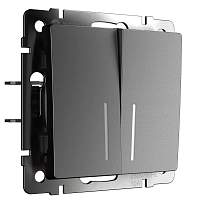 Werkel Выключатель двухклавишный с подсветкой (графит матовый) / W1120164