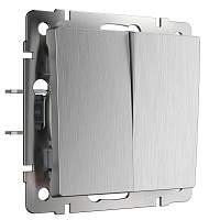 Werkel Выключатель двухклавишный (cеребряный рифленый) / W1120009