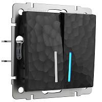 Werkel Выключатель двухклавишный с подсветкой (черный, Hammer) / W1220108