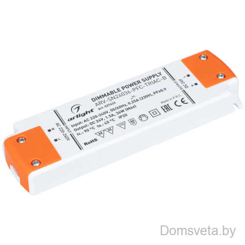 Блок питания ARV-SN24036-PFC-TRIAC-B (24V, 1.5A, 36W) Arlight 027633 - цена и фото