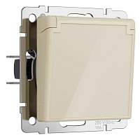 Werkel Розетка влагозащ. с зазем. с защит. крышкой и шторками (айвори акрил) / W1171243