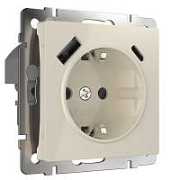 Werkel Розетка с заземлением, шторками и USB тип A+C (слоновая кость) / W1171703