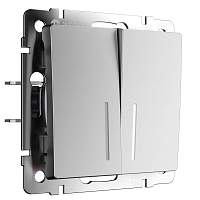 Werkel Выключатель двухклавишный проходной с подсветкой (серебряный матовый) / W1122165