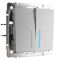 Werkel Выключатель двухклавишный с подсветкой (серебряный) / W1120106