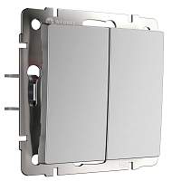 Werkel Выключатель двухклавишный с самовозвратом (серебряный) / W1122406