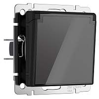 Werkel Розетка влагозащ. с зазем. с защит. крышкой и шторками (черный акрил) / W1171248