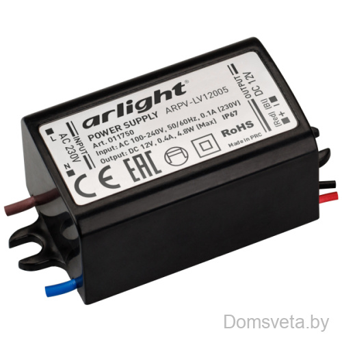 Блок питания ARPV-LV12005 (12V, 0.4A, 5W) Arlight 011750 - цена и фото