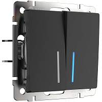 Werkel Выключатель двухклавишный с подсветкой (черный матовый) / W1120108