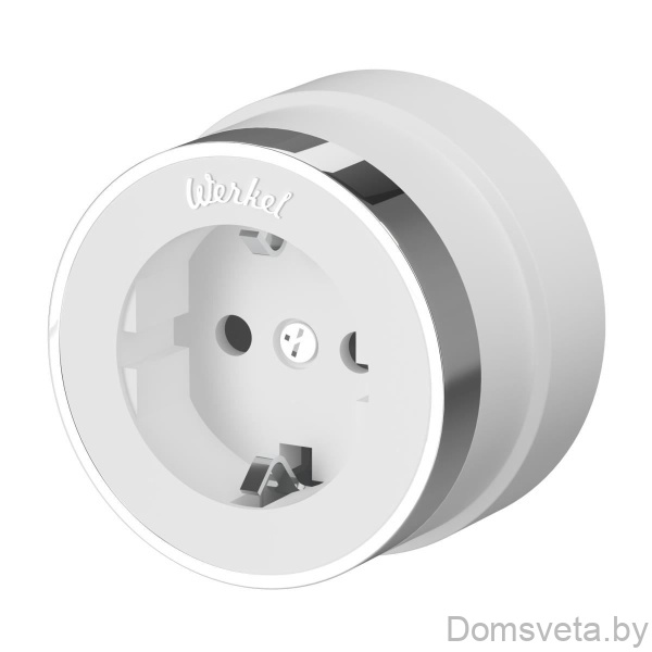 Werkel Розетка с заземлением Vintage (белый матовый/хром) / W5871050