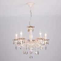 Подвесная люстра с хрусталем Eurosvet Elisha 3281/5 белый с золотом / тонированный хрусталь (00000063382) - цена и фото