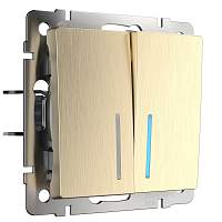 Werkel Выключатель двухклавишный с подсветкой (шампань рифленый) / W1120110