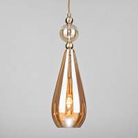 Подвесной светильник со стеклянным плафоном Eurosvet Ilario 50202/1 янтарный - цена и фото