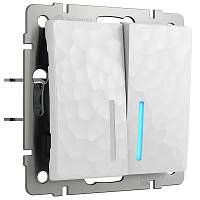 Werkel Выключатель двухклавишный с подсветкой (белый, Hammer) / W1220101