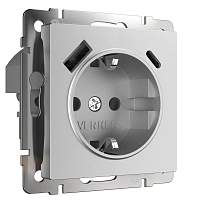 Werkel Розетка с заземлением, шторками и USB тип A+C  (серебряный матовый) / W1171765