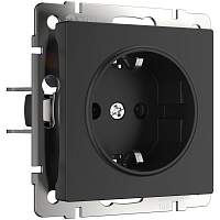 Werkel Розетка с заземлением, безвинтовой зажим (черный матовый) / W1171308