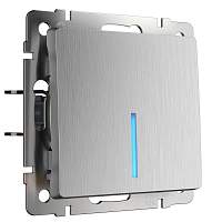 Werkel Выключатель одноклавишный с подсветкой (серебряный рифленый) / W1110109