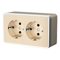 Werkel Розетка двойная с заземлением Gallant (шампань рифленый) / W5072110