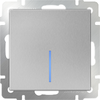 Werkel Выключатель одноклавишный проходной с подсветкой (серебряный) / WL06-SW-1G-2W-LED