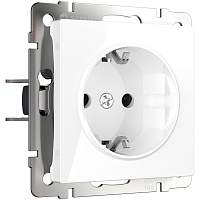 Werkel Розетка с заземлением и шторками (белый) / W1171101