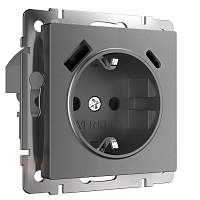 Werkel Розетка с заземлением, шторками и USB тип A+C  (графит матовый) / W1171764