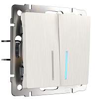 Werkel Выключатель двухклавишный с подсветкой (перламутровый рифленый) / W1120113