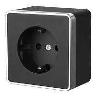 Werkel Розетка с заземлением Gallant (черный/хром) / W5071035