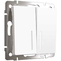 Werkel Выключатель двухклавишный проходной с подсветкой (белый матовый) / W1122161