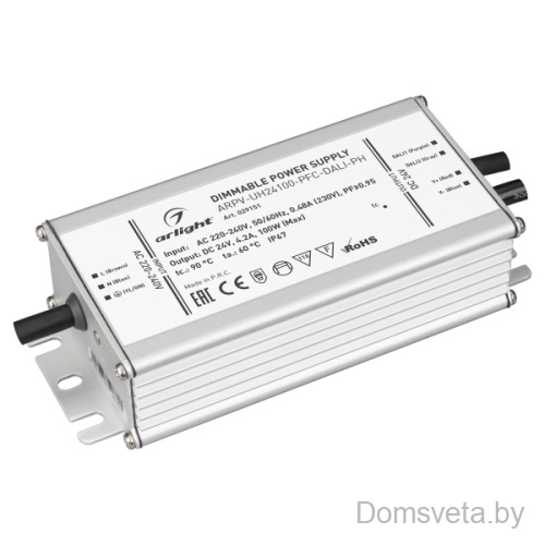 Блок питания ARPV-UH24100-PFC-DALI-PH (24V, 4.2A, 100W) Arlight 029151 - цена и фото