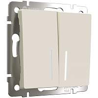 Werkel Выключатель двухклавишный проходной с подсветкой (айвори матовый) / W1122162
